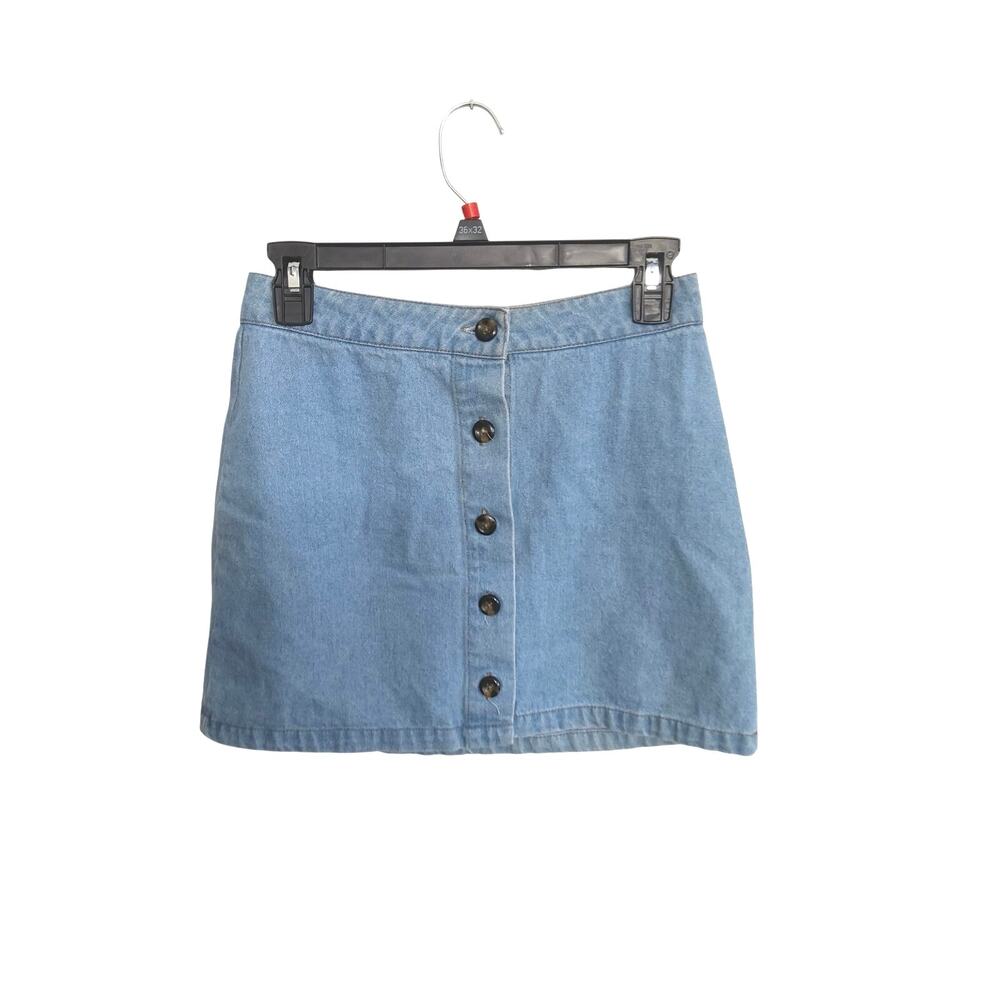 Y2K Forever 21 denim mini skirt Sz 4 Button up  lightwash lightweight festival